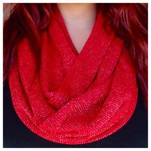 Infinity Scarf In Knitted Red/gold